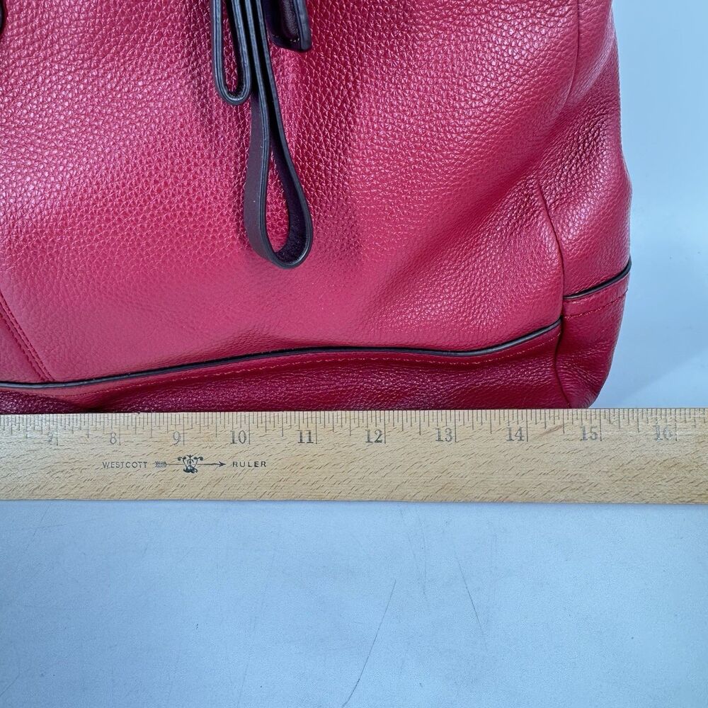 Coach F23268 Red Leather Carryall Tote Satchel Large Turn Lock Strap - Picture 10 of 12